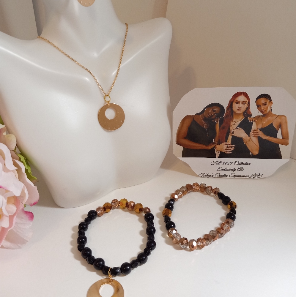 The Fall In Gold Circles Jewelry Set! - Picture 3 of 3